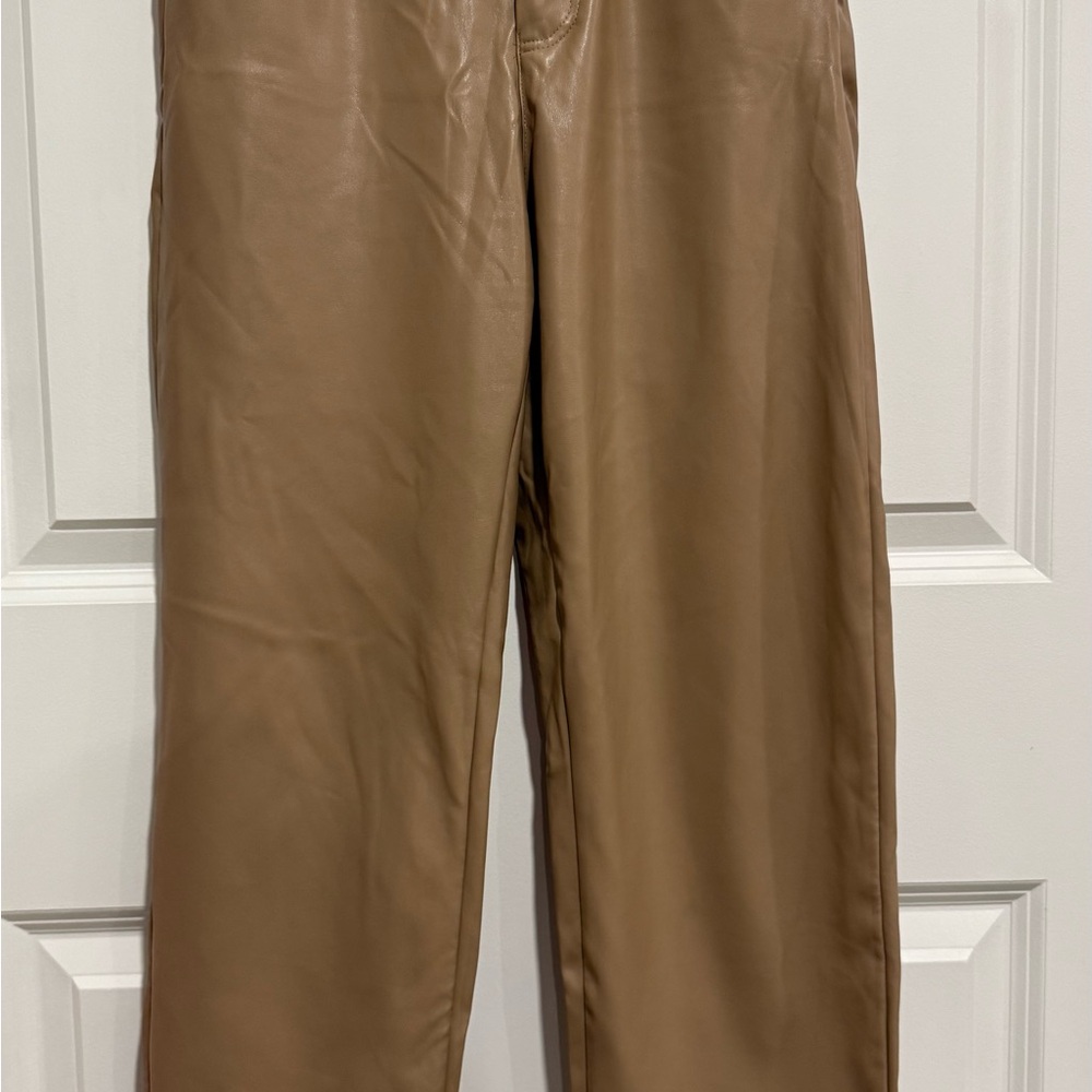 Brown Faux Leather Pants